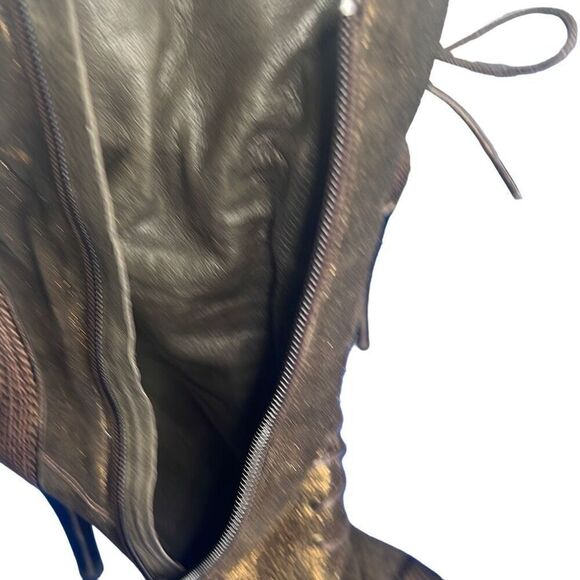 El Dantes Metallic Suede stiletto Boots Booties 6.5 Platforms - Picture 11 of 16